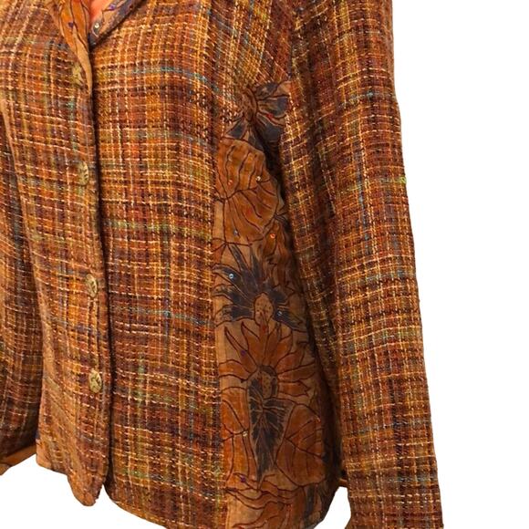 Daniel K Copper Vintage Tweed & floral with sequin Blazer Jacket-Small - Picture 3 of 8